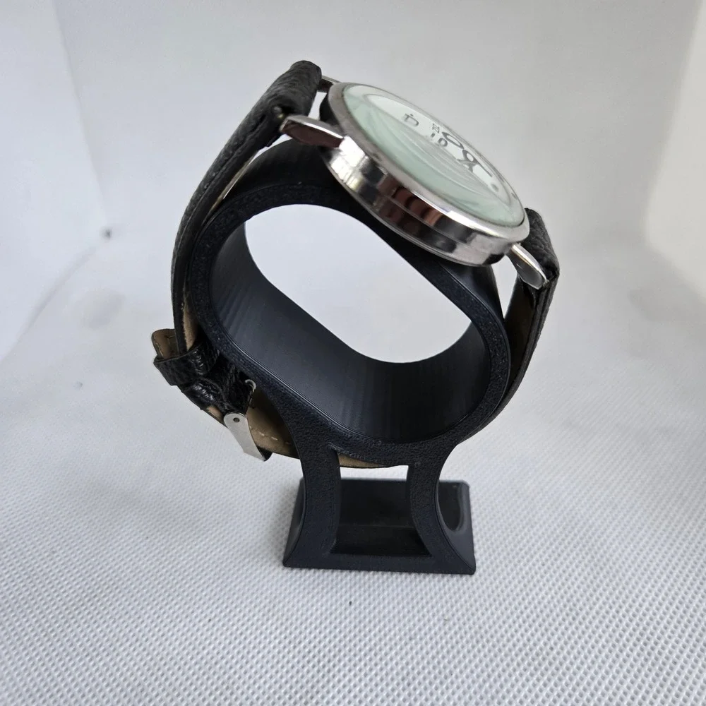 ZIZ Novelty Watch Whatever Im Late Anyway Silver Tone Black Leather 7